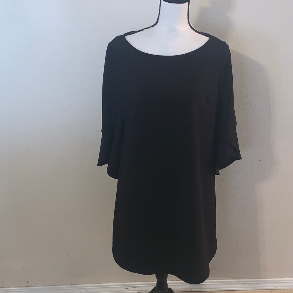 Vince Camuto Womens Black Bell Sleeve Party Fit + Flare Dress Size 12